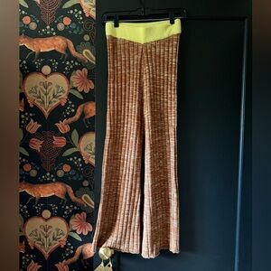 Ragdoll LA Wide Leg Ribbed Lounge Pants Size XS Rust Yellow Soft